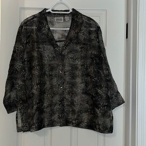 Chico’s sheer silk and rayon embroidered‎ blouse